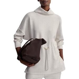 Anthropologie Varley Freya Funnel Neck Sweatshirt Ivory Size Medium Cream Cowl